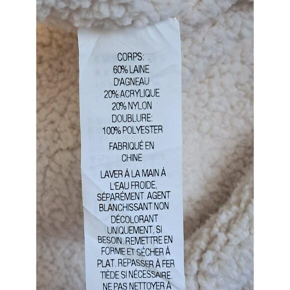 LL Bean Vest Womens Large Blue Sherpa Lined Lambswool Blend Button Hoodie - Picture 11 of 11